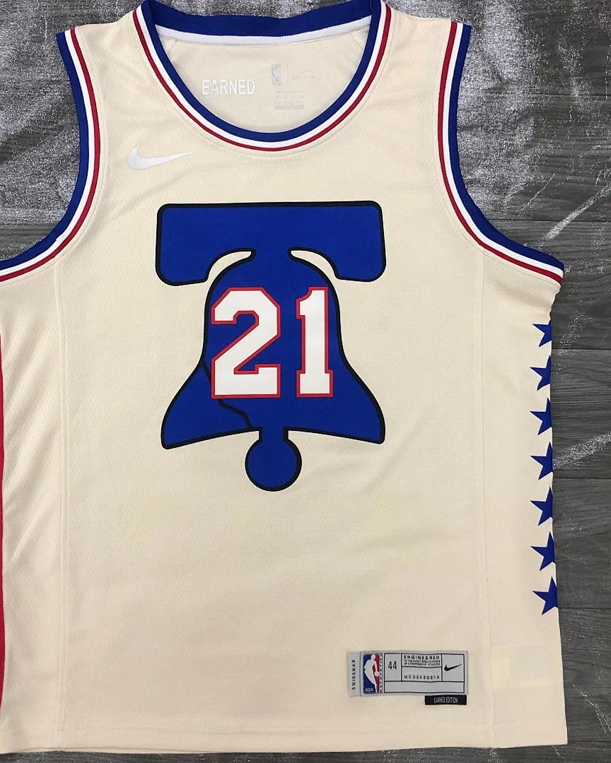 Camisola NBA Philadelphia 76ers Joel Embiid #21 Earned Edition 2021