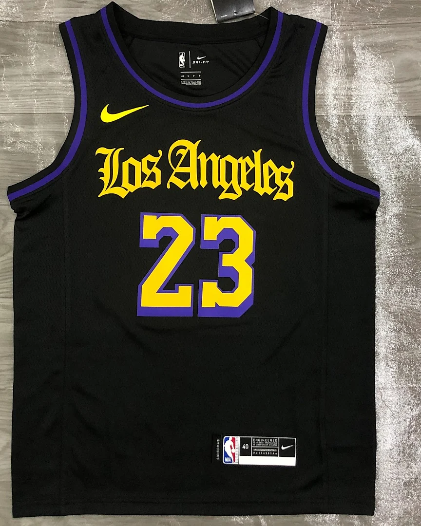 Camisola NBA Los Angeles Lakers LeBron James #23 Latin Nights Preta