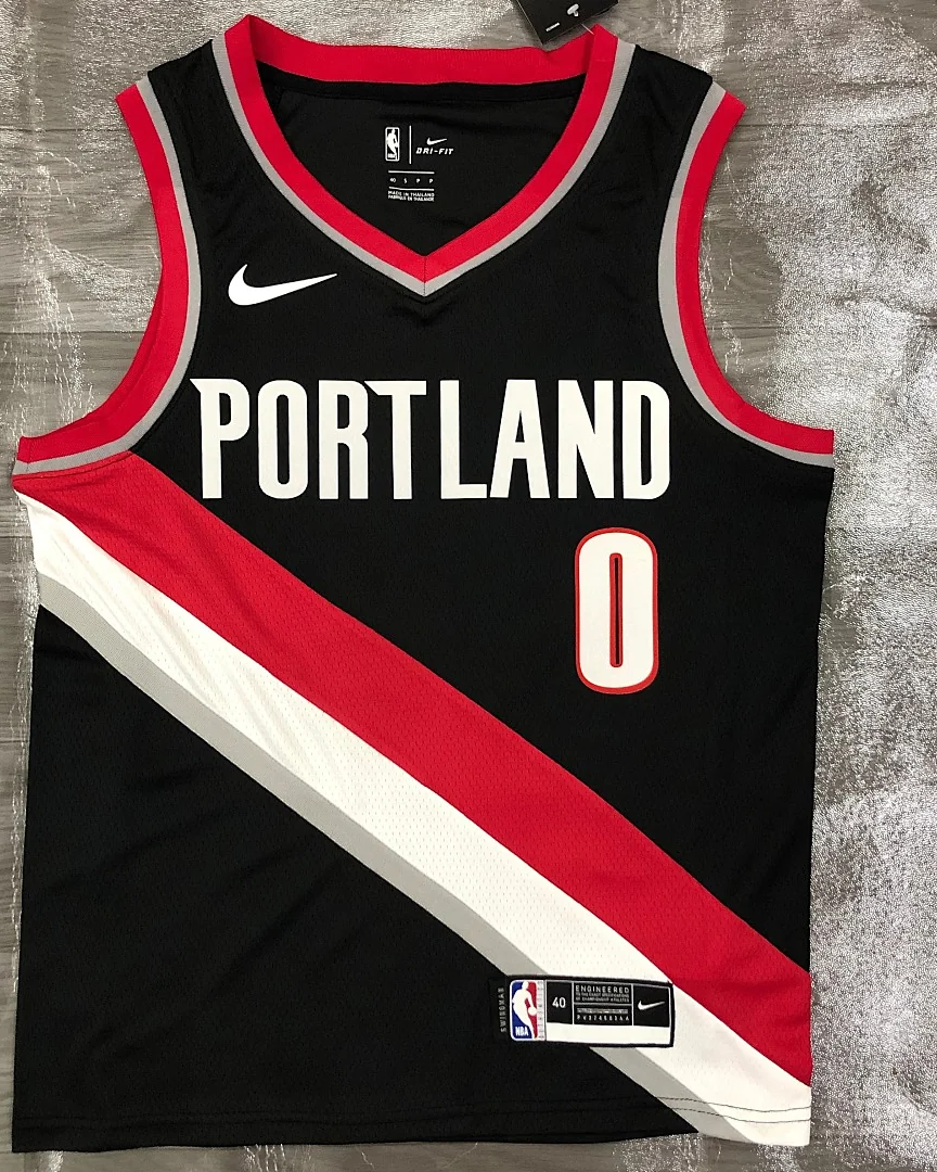 Camisola NBA Portland Trail Blazers Damian Lillard #0 Preta 2021