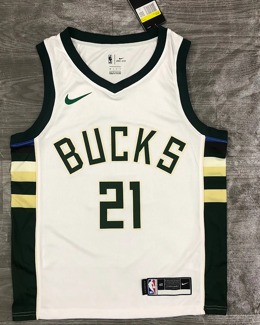 Camisola NBA Milwaukee Bucks Jrue Holiday #21 Branca 2021