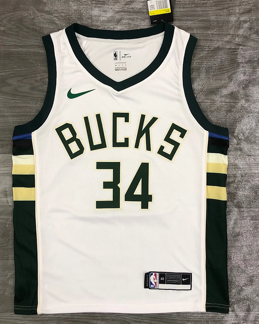 Camisola NBA Milwaukee Bucks Giannis Antetokounmpo #34 Branca 2021
