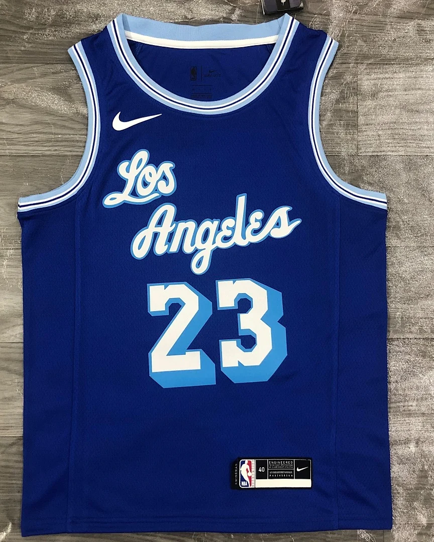 Camisola NBA Los Angeles Lakers LeBron James #23 Retro Azul 2021