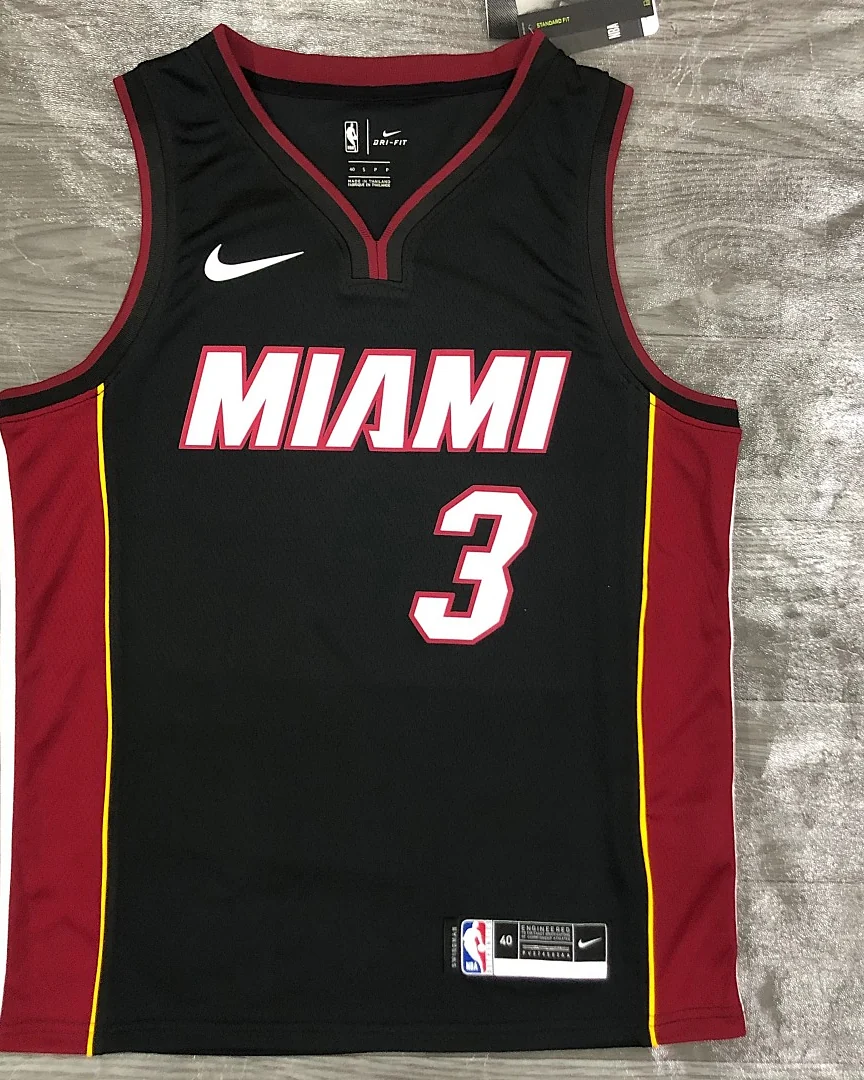 Camisola NBA Miami Heat Dwyane Wade #3 Preta
