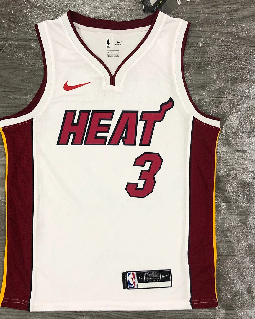 Camisola NBA Miami Heat Dwyane Wade #3 Branca