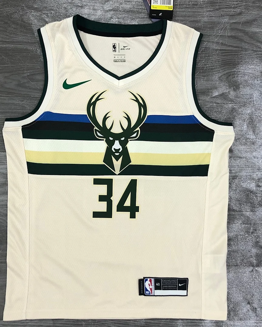 Camisola NBA Milwaukee Bucks Giannis Antetokounmpo #34 Edição Especial Branca 2019