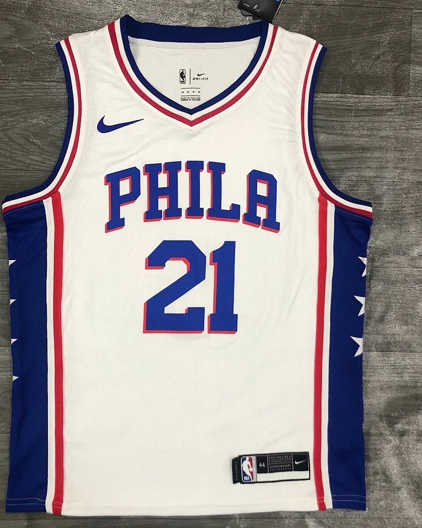 Camisola NBA Philadelphia 76ers Joel Embiid #21 Branca