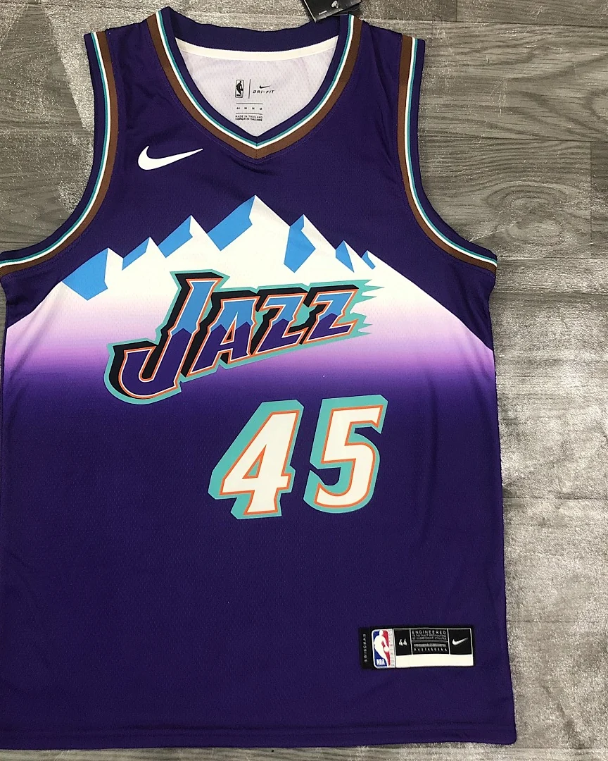 Camisola NBA Utah Jazz Donovan Mitchell #45 Retro Edição Especial Roxa