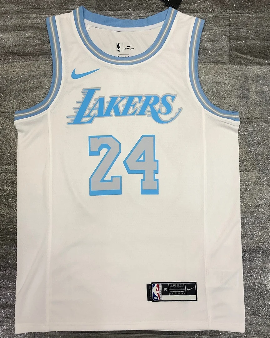 Camisola NBA Los Angeles Lakers Kobe Bryant #24 Retro Branca 2021