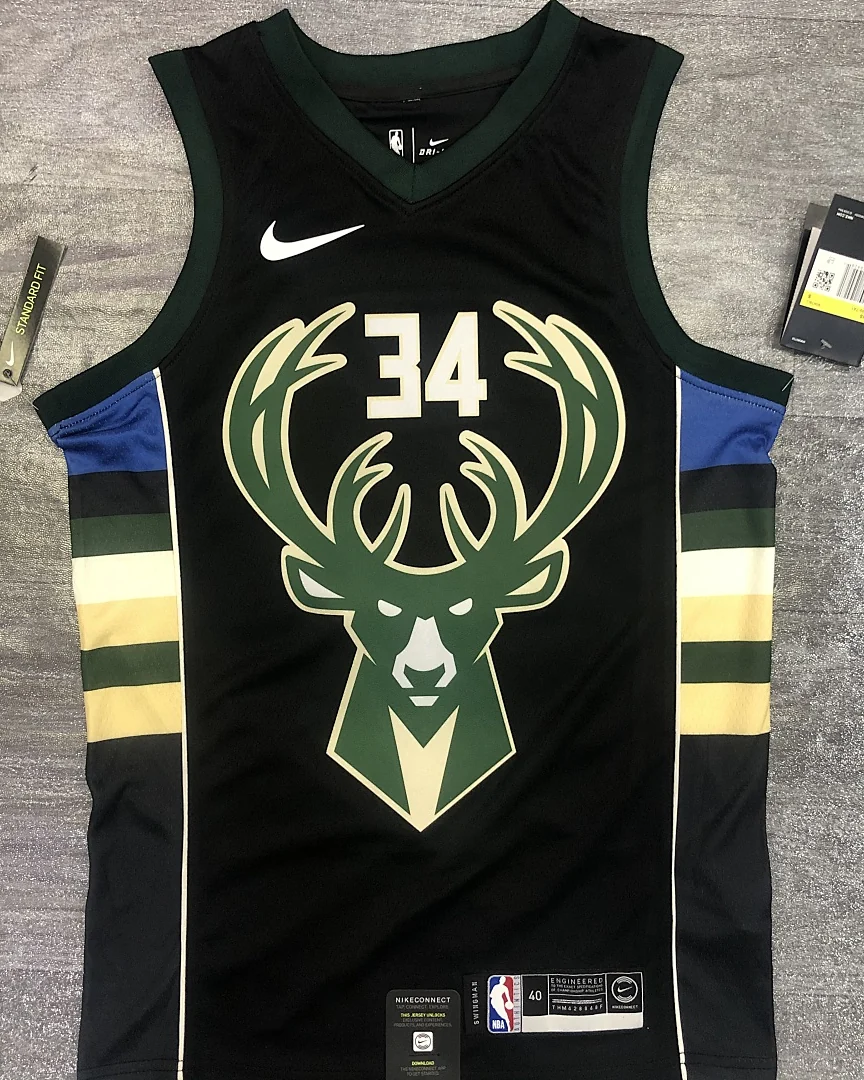 Camisola NBA Milwaukee Bucks Giannis Antetokounmpo #34 Edição Especial Preta
