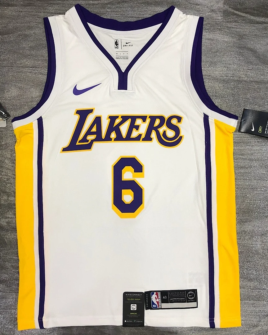 Camisola NBA Los Angeles Lakers LeBron James #6 Branca
