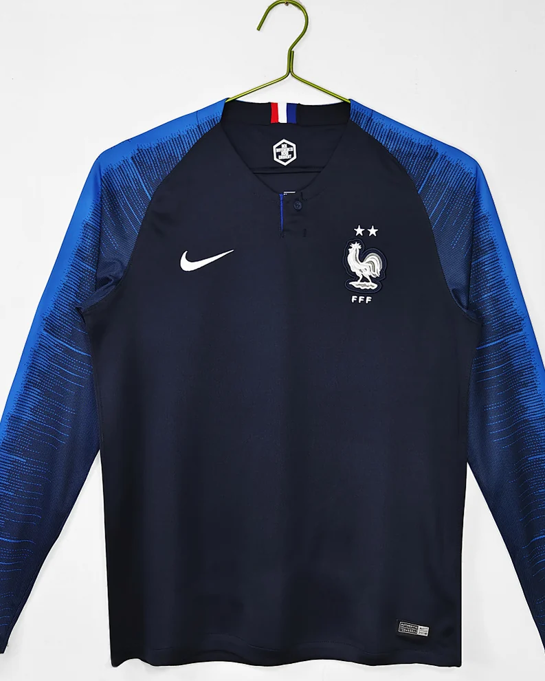 Camisola Retro França 2018 Principal Mundial Manga Comprida