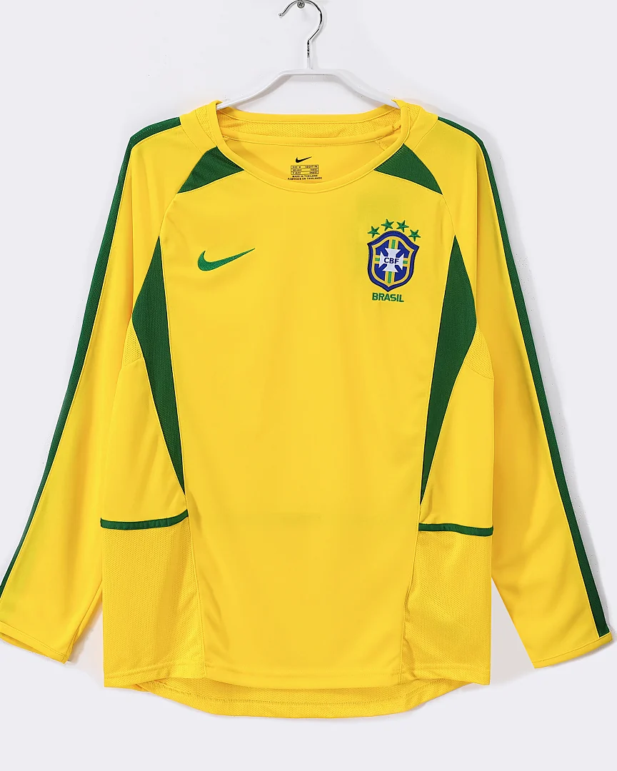 Camisola Retro Brasil 2002 Principal Manga Comprida