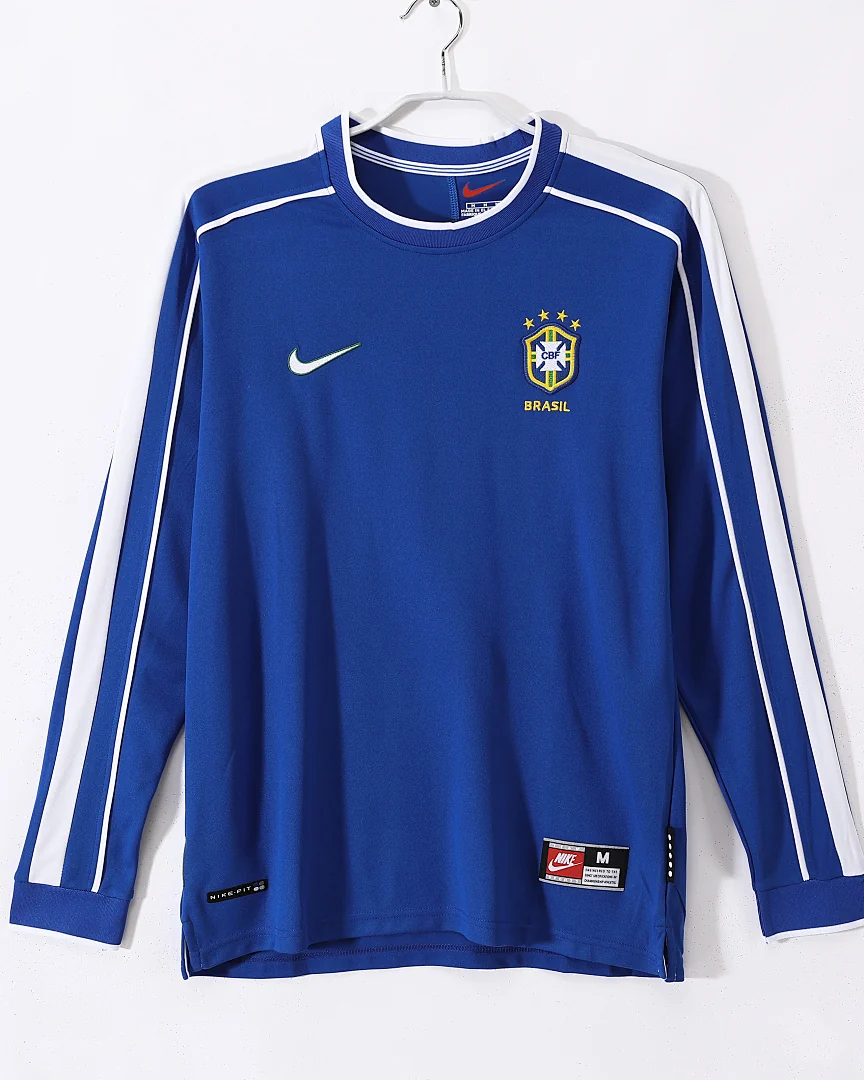 Camisola Retro Brasil 1998 Alternativa Manga Comprida