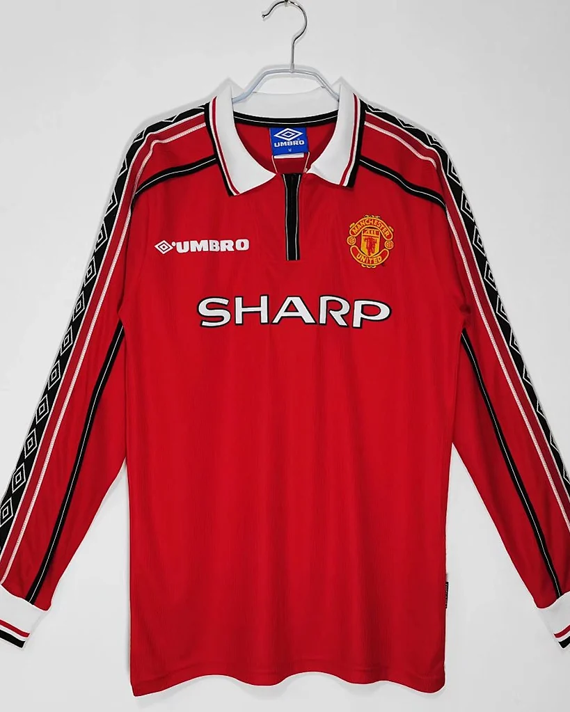 Camisola Retro Manchester United 1998/99 Principal Manga Comprida