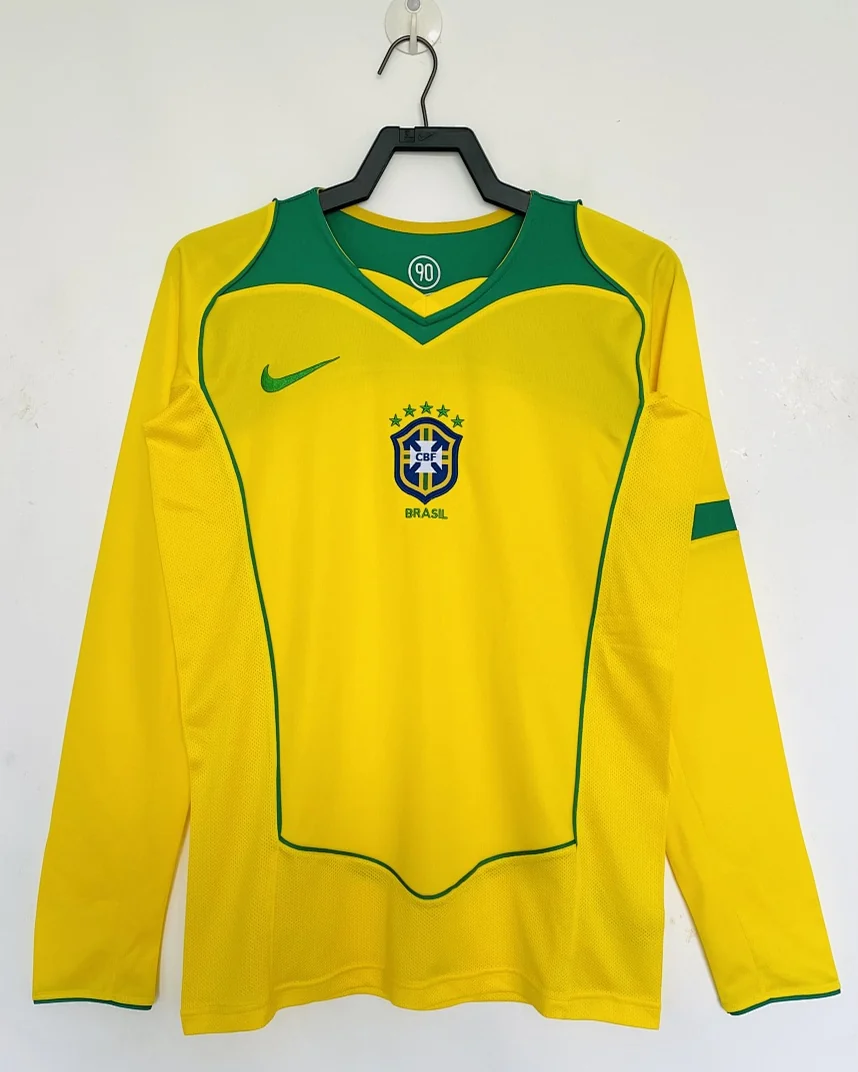 Camisola Retro Brasil 2004 Principal Manga Comprida