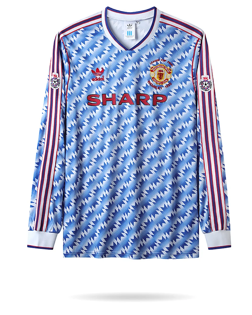Camisola Retro Manchester United 1992 Alternativa Manga Comprida