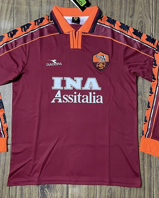 Camisola Retro AS Roma 1998/99 Principal Manga Comprida