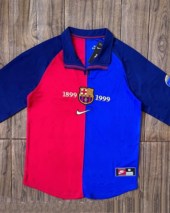 Camisola Retro Barcelona 1999 Edição Especial Manga Comprida