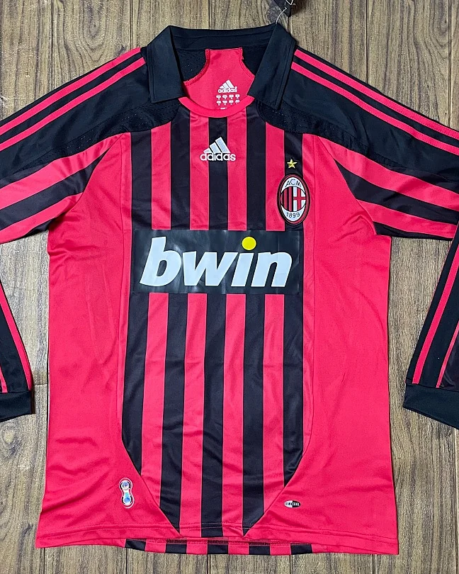 Camisola Retro AC Milan 07/08 Principal Manga Comprida
