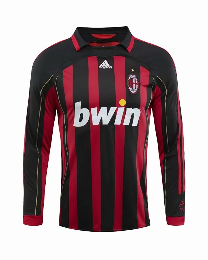 Camisola Retro AC Milan 2006 Principal Manga Comprida