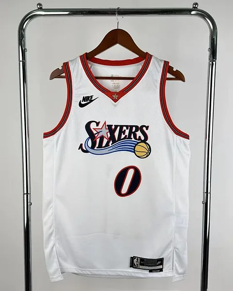 Camisola NBA Philadelphia 76ers Tyrese Maxey #0 Retro Edição Especial Branca 2026