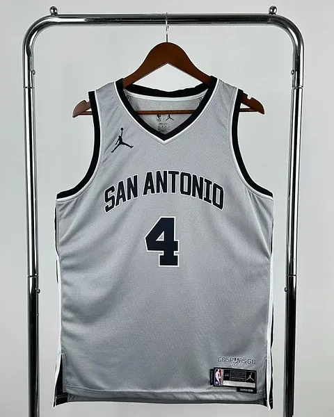 Camisola NBA San Antonio Spurs De'Aaron Fox #4 Edição Especial Cinzenta 2026