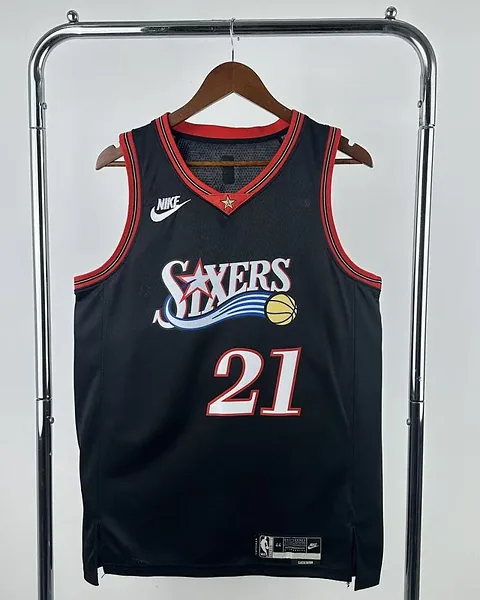 Camisola NBA Philadelphia 76ers Joel Embiid #21 Retro Edição Especial Preta 2026