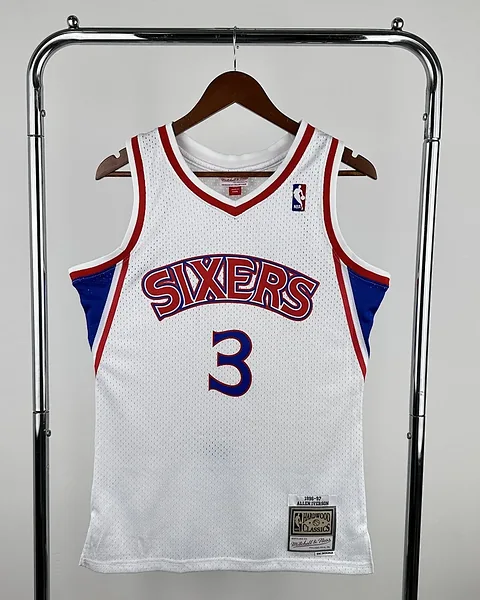 Camisola NBA Philadelphia 76ers Allen Iverson #3 Retro Mitchell & Ness 1996/97 Branca