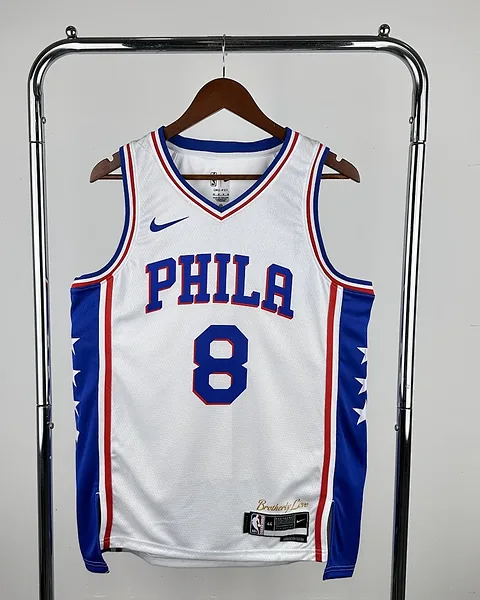 Camisola NBA Philadelphia 76ers Paul George #8 Branca 2023