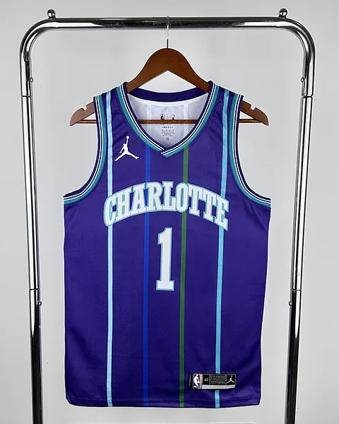 Camisola NBA Charlotte Hornets LaMelo Ball #1 Retro Roxa 2020