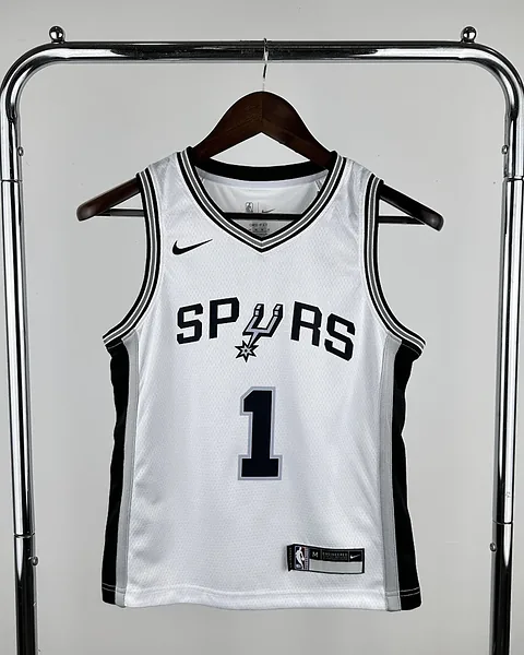 Camisola NBA San Antonio Spurs Victor Wembanyama #1 Preta Criança
