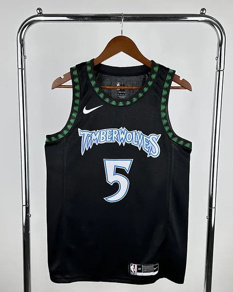 Camisola NBA Minnesota Timberwolves Anthony Edwards #5 Retro Preta 2018