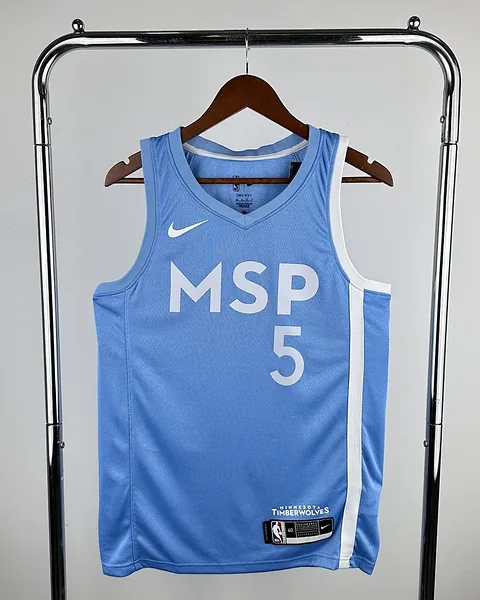 Camisola NBA Minnesota Timberwolves Anthony Edwards #5 Edição Especial Azul-Clara