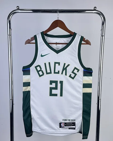 Camisola NBA Milwaukee Bucks Jrue Holiday #21 Branca 2023