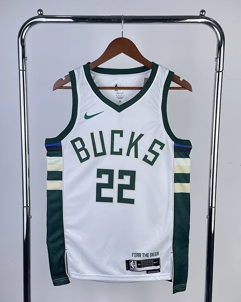 Camisola NBA Milwaukee Bucks Khris Middleton #22 Branca 2023