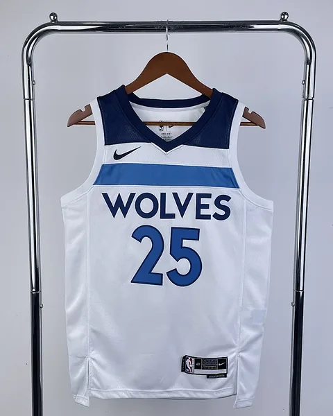 Camisola NBA Minnesota Timberwolves Derrick Rose #25 Branca 2023