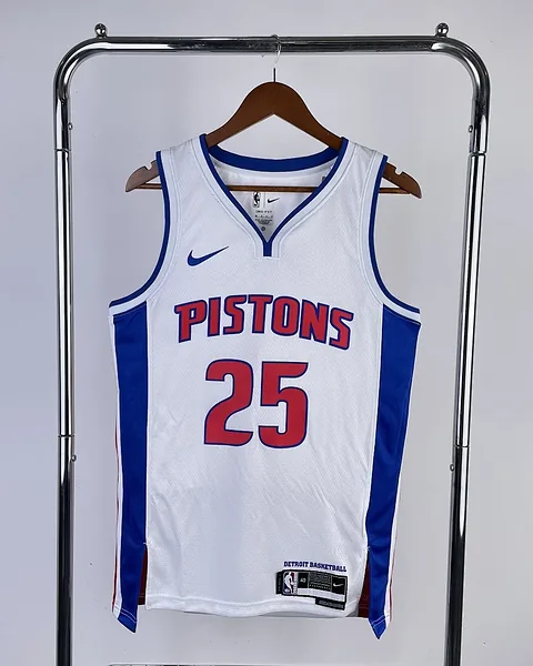 Camisola NBA Detroit Pistons Derrick Rose #25 Branca 2023