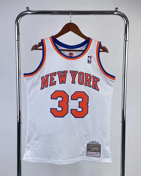 Camisola NBA New York Knicks Patrick Ewing #33 Retro Mitchell & Ness 1991/92 Branca