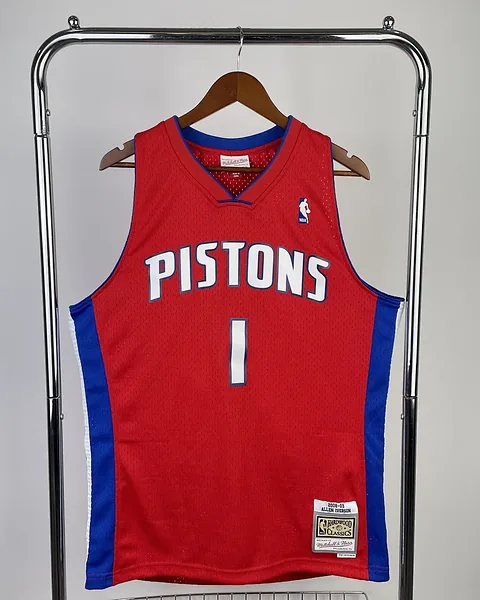 Camisola NBA Detroit Pistons Allen Iverson #1 Retro Mitchell & Ness 08/09 Vermelha