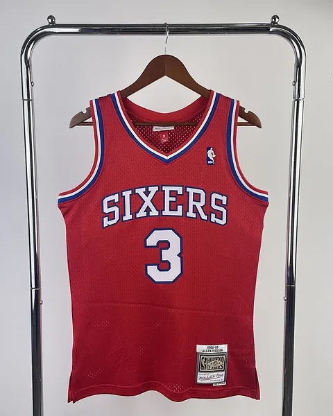 Camisola NBA Philadelphia 76ers Allen Iverson #3 Retro Mitchell & Ness 1996/97 Vermelha