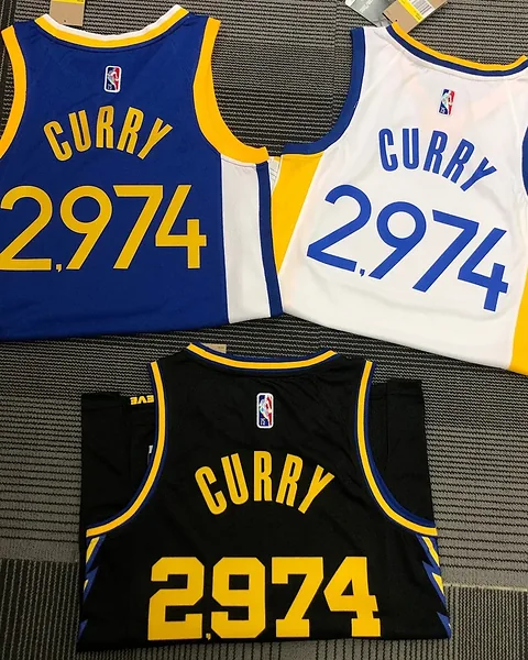 Camisola NBA Golden State Warriors Stephen Curry #2974 75.º Aniversário Branca