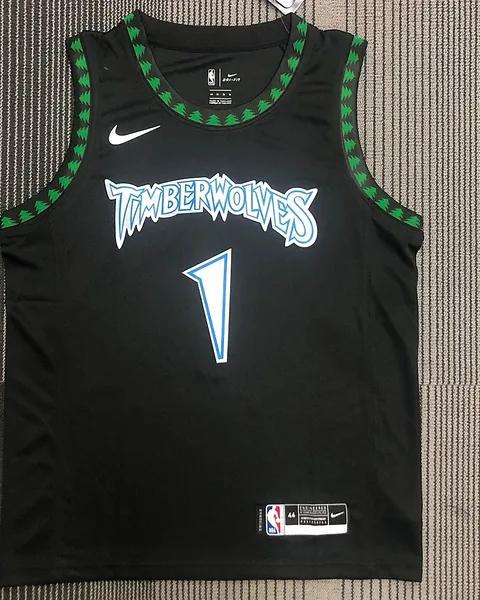 Camisola NBA Minnesota Timberwolves Anthony Edwards #1 Retro Preta 2018
