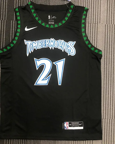 Camisola NBA Minnesota Timberwolves Kevin Garnett #21 Retro Preta 2018
