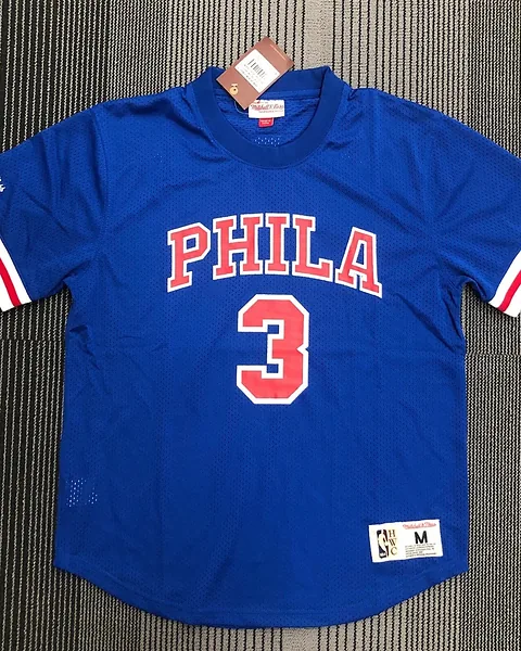 Camisola de Treino NBA Philadelphia 76ers Allen Iverson #3 Retro Mitchell & Ness Azul