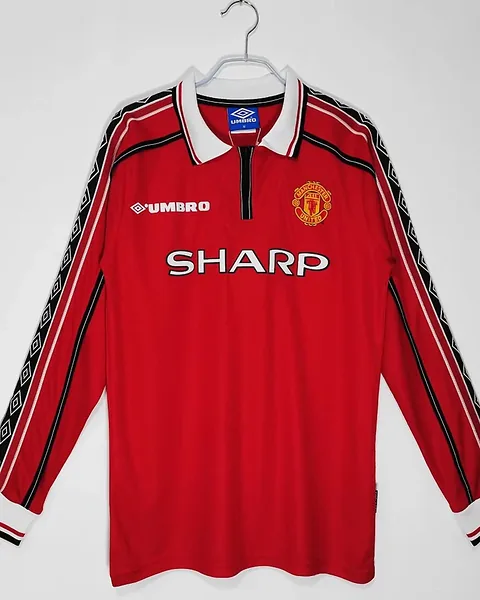 Camisola Retro Manchester United 1998/99 Principal Manga Comprida
