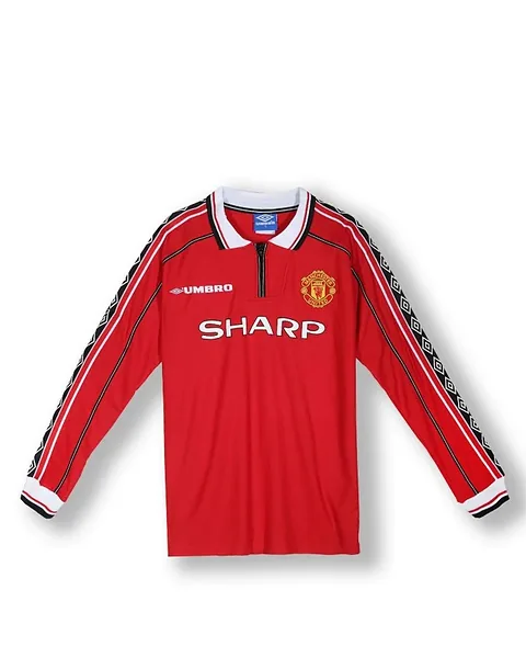 Camisola Retro Manchester United 1998 Principal Manga Comprida
