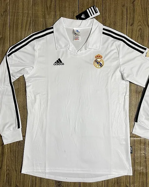 Camisola Retro Real Madrid 2001/02 Principal Manga Comprida