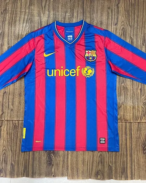 Camisola Retro Barcelona 09/10 Principal Manga Comprida